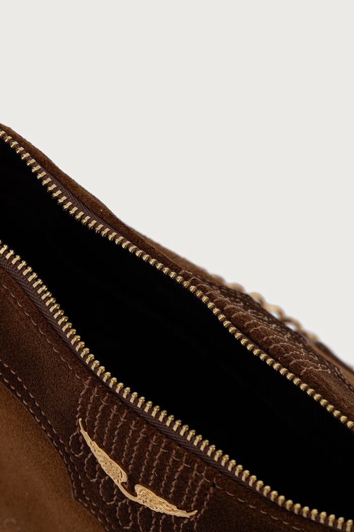 Keresztpántos táska női velúrbőr JIM Zadig&Voltaire barna LWBA04494