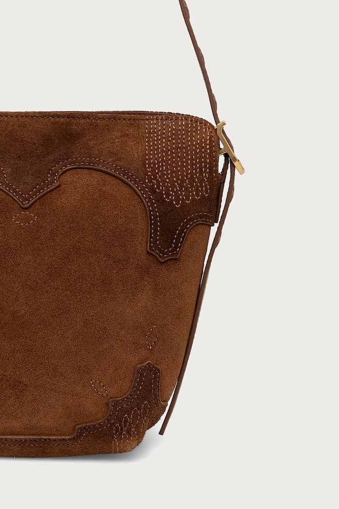 Akcesoria Zadig&Voltaire Torebka tote damska zamszowa BABY LWBA04497 brązowy