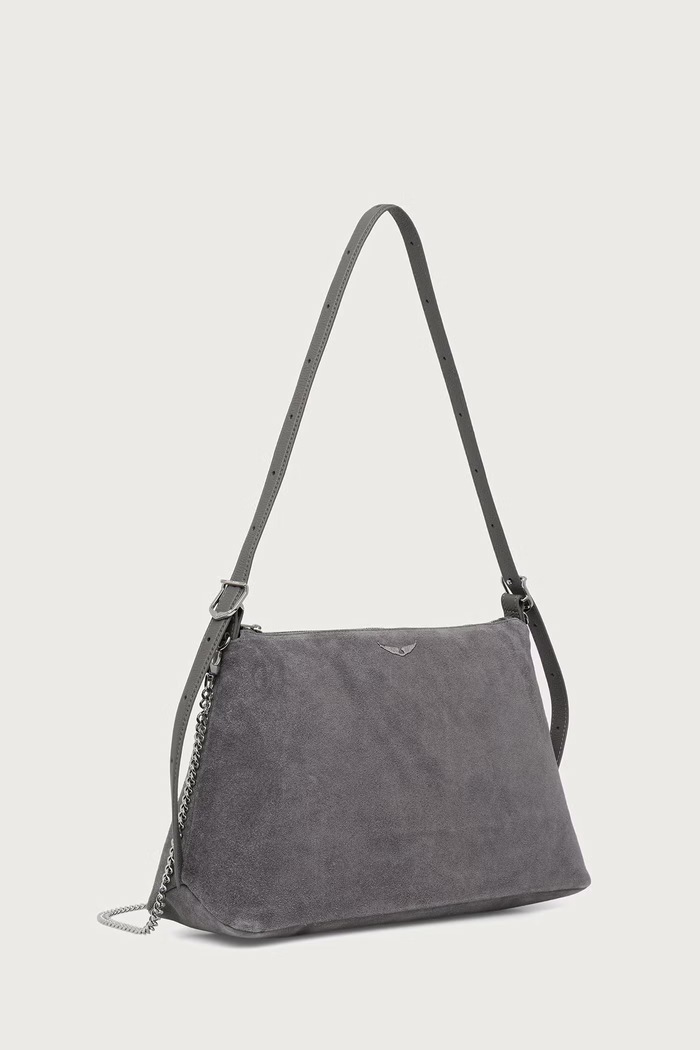 Zadig&Voltaire Klasična torbica ženska semišasta JIM LWBA04545 siva AW26