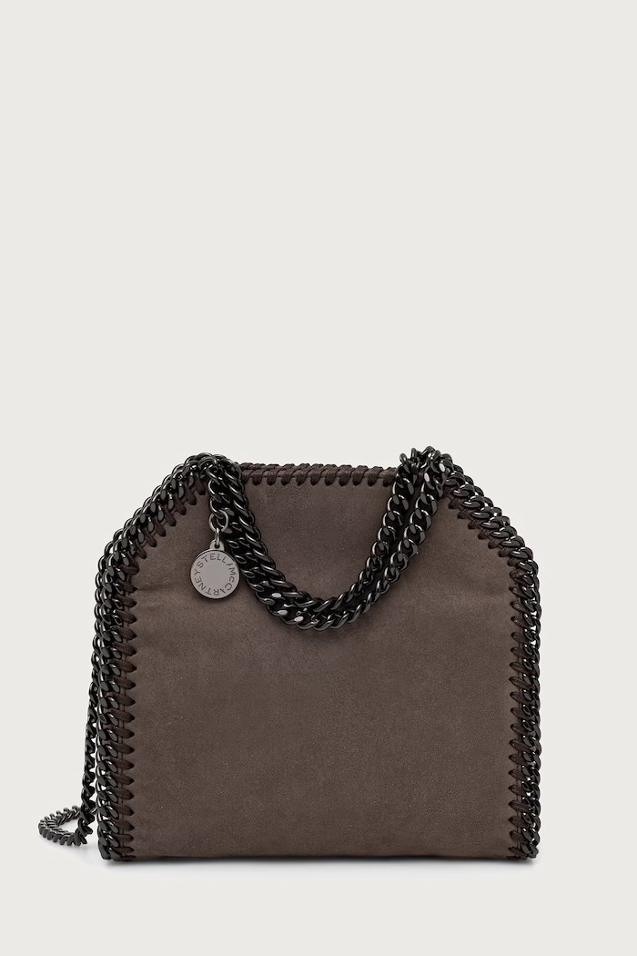 Stella McCartney FALABELLA TINY torebka crossbody damska z imitacji zamszu brązowy 391698.WP0543
