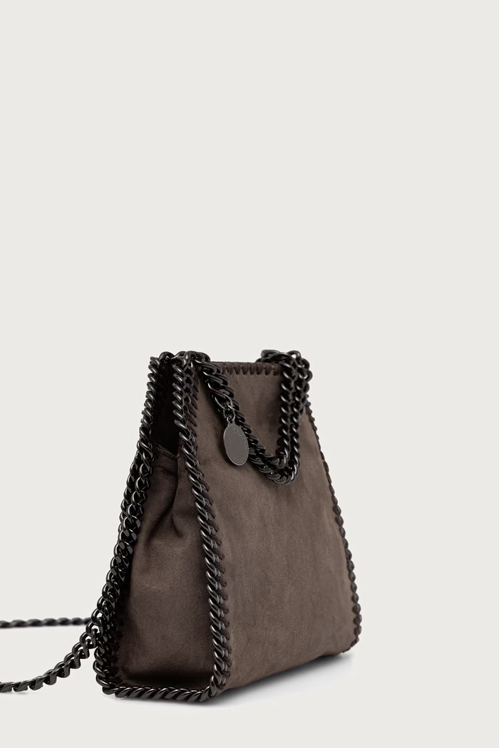 Stella McCartney FALABELLA TINY torebka crossbody damska z imitacji zamszu 391698.WP0543 brązowy AW26