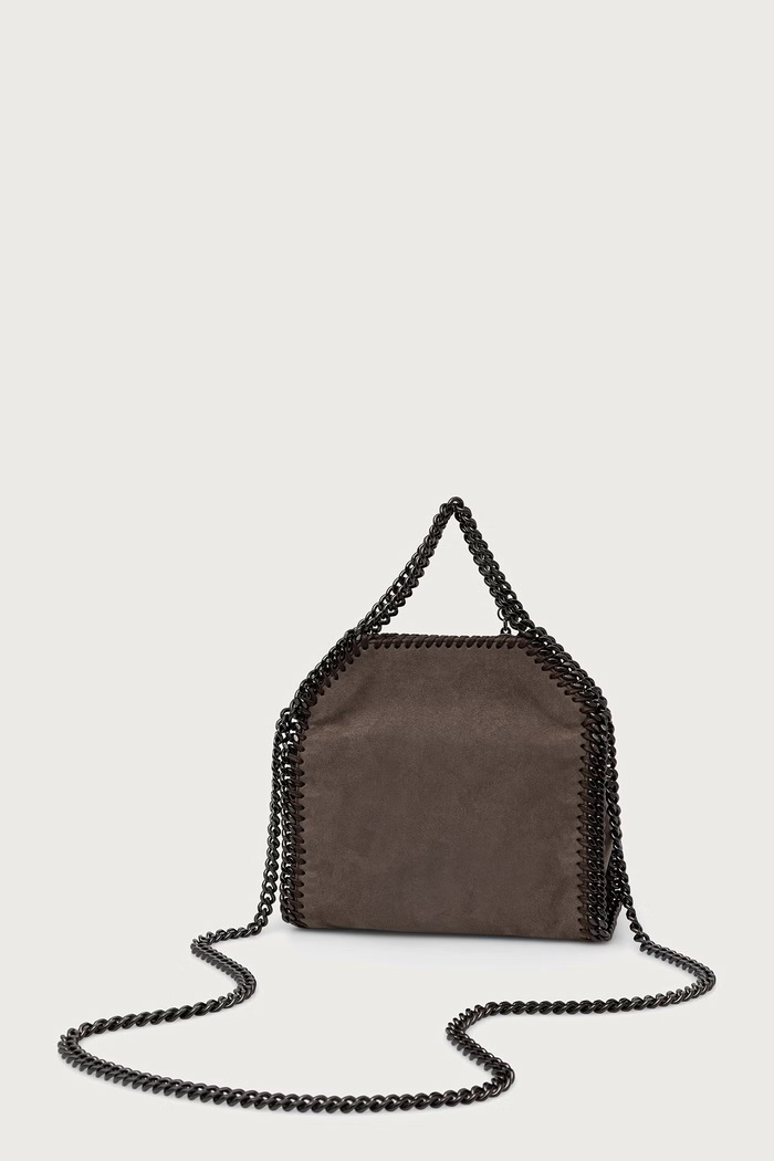 Akcesoria Stella McCartney FALABELLA TINY torebka crossbody damska z imitacji zamszu 391698.WP0543 brązowy
