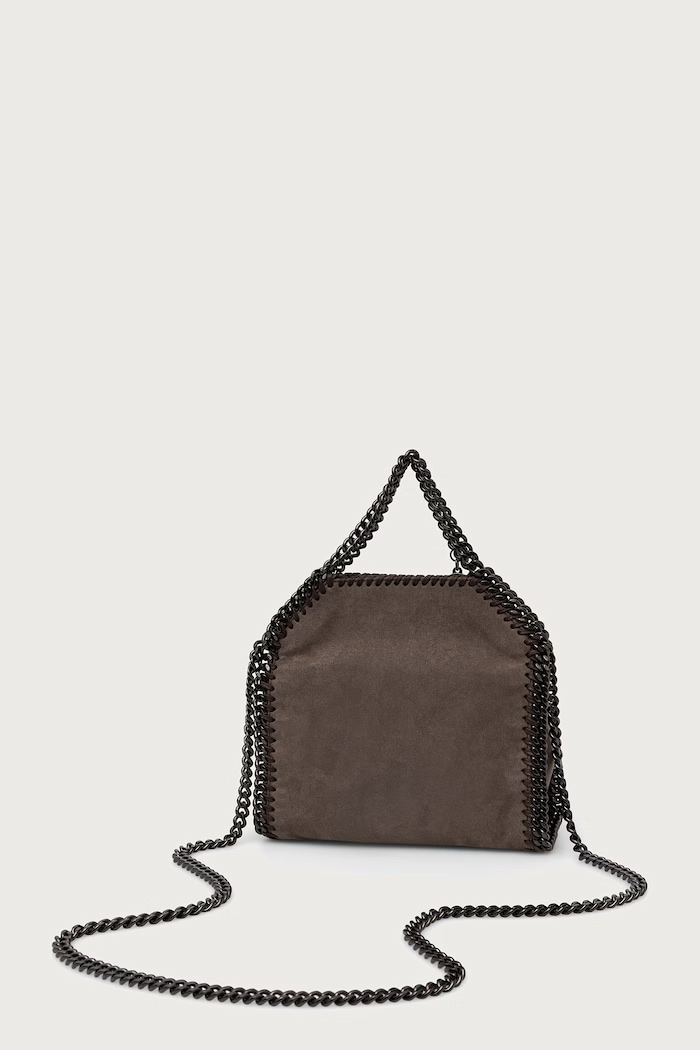 Akcesoria Stella McCartney FALABELLA TINY torebka crossbody damska z imitacji zamszu 391698.WP0543 brązowy