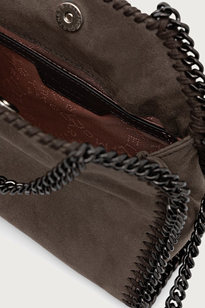 FALABELLA TINY torebka crossbody damska z imitacji zamszu Stella McCartney brązowy 391698.WP0543