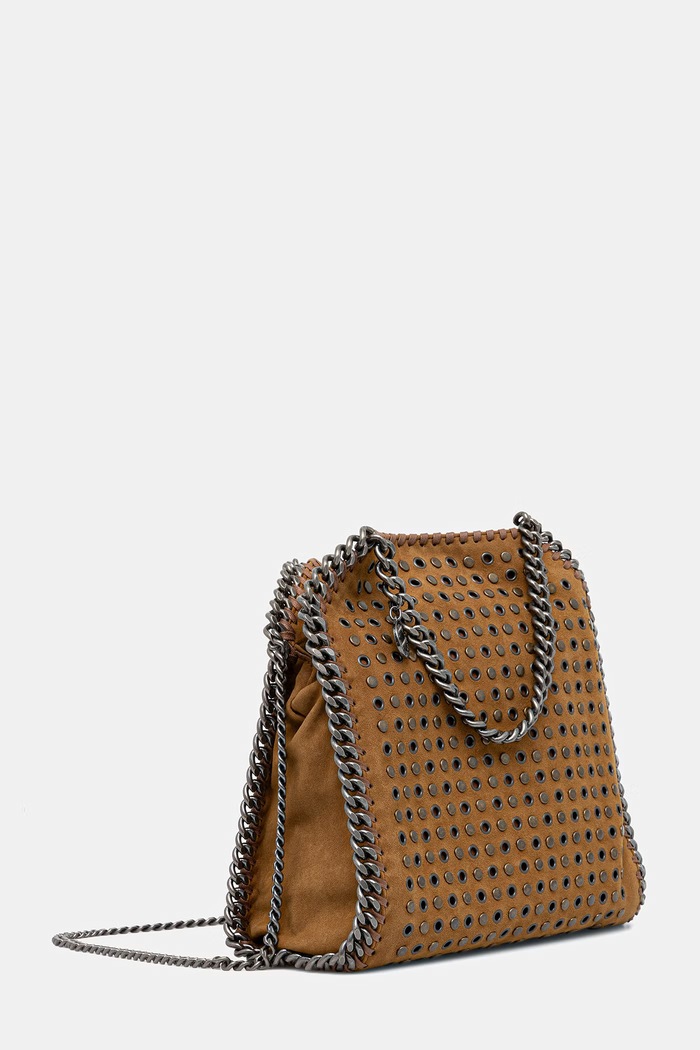 Stella McCartney FALABELLA MINI torebka damska z imitacji zamszu 371223.WP0738 brązowy AW26