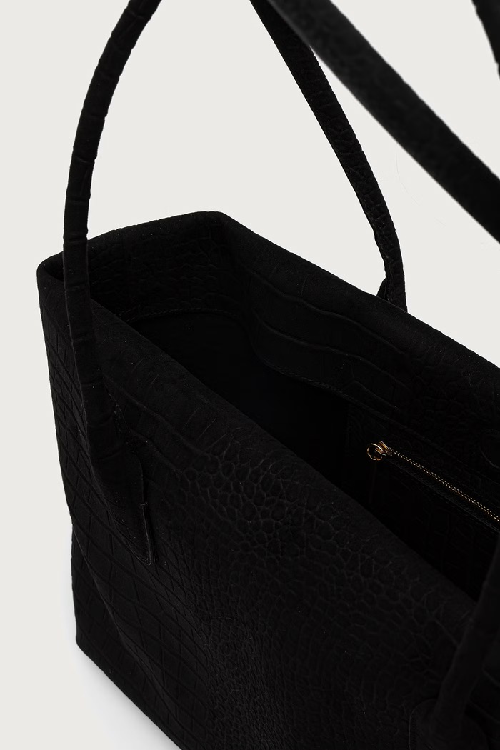 Torebka shopper damska z imitacji skóry TALIA Themoire czarny 262WTMTS0.OSCR