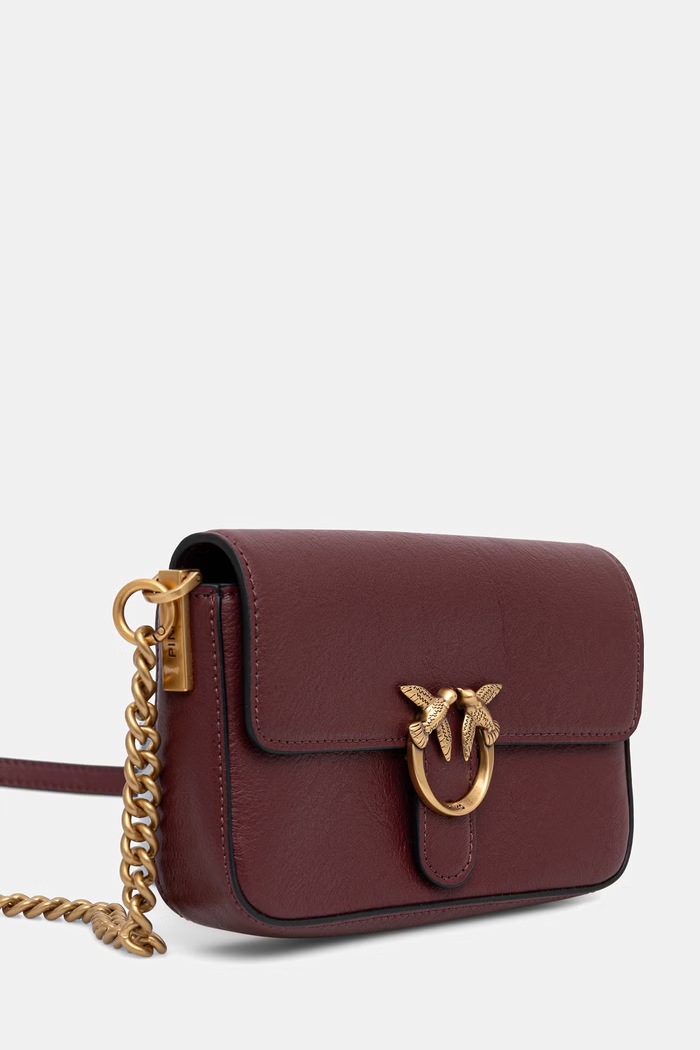 Pinko crossbody kabelka dámska kožená 107344.A2JG burgundské AW26