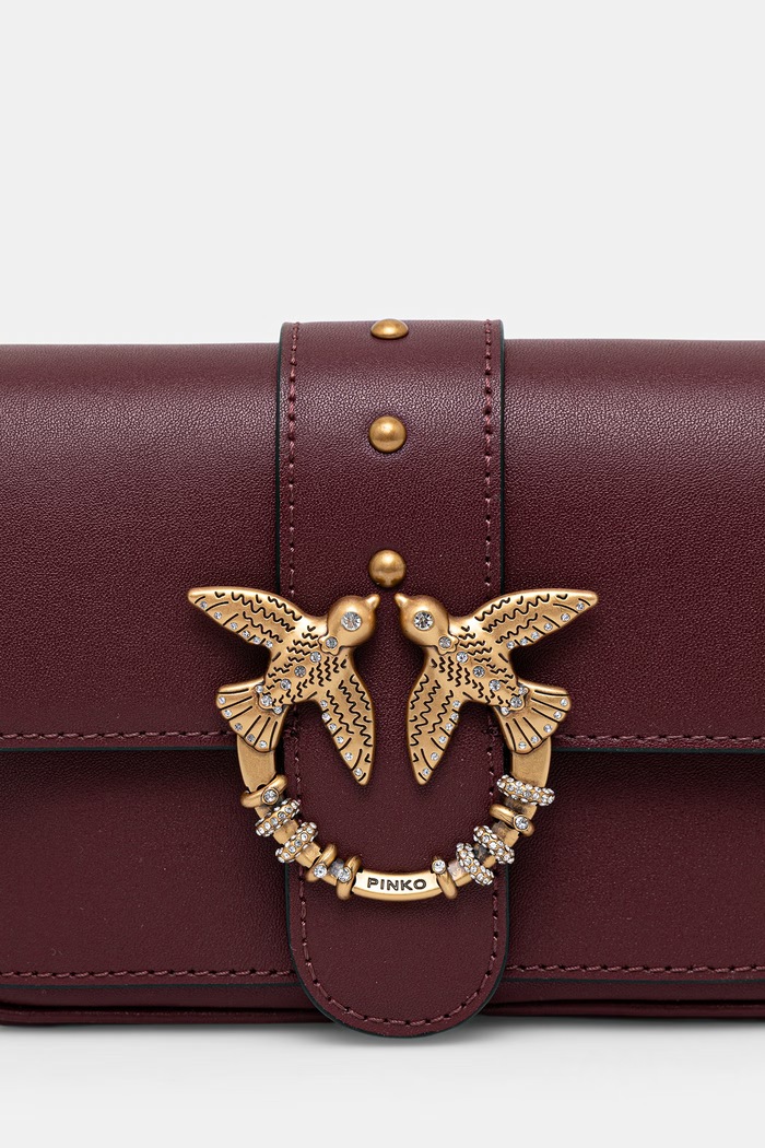 Pinko crossbody kabelka dámska kožená 107072.A0F1 burgundské AW26