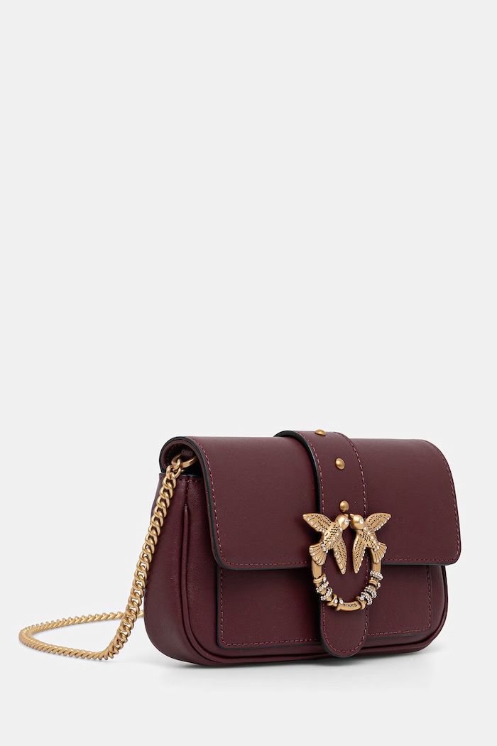 Doplnky Pinko crossbody kabelka dámska kožená 107072.A0F1 burgundské