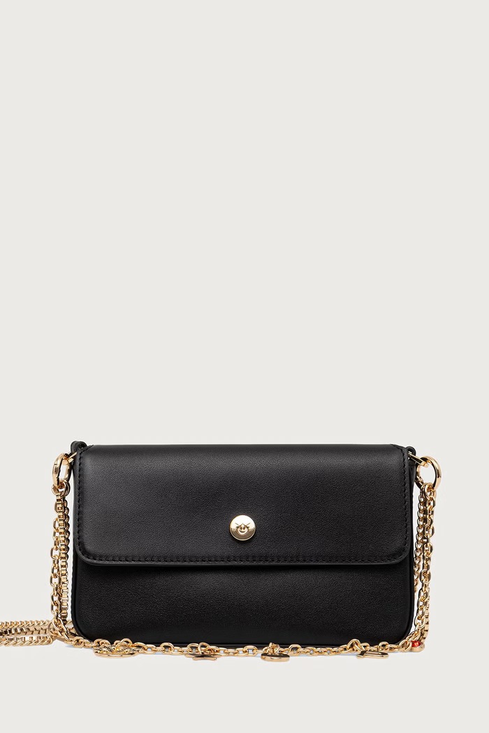 Pinko Crossbody torba za žene od kože crna 107028.A0QO