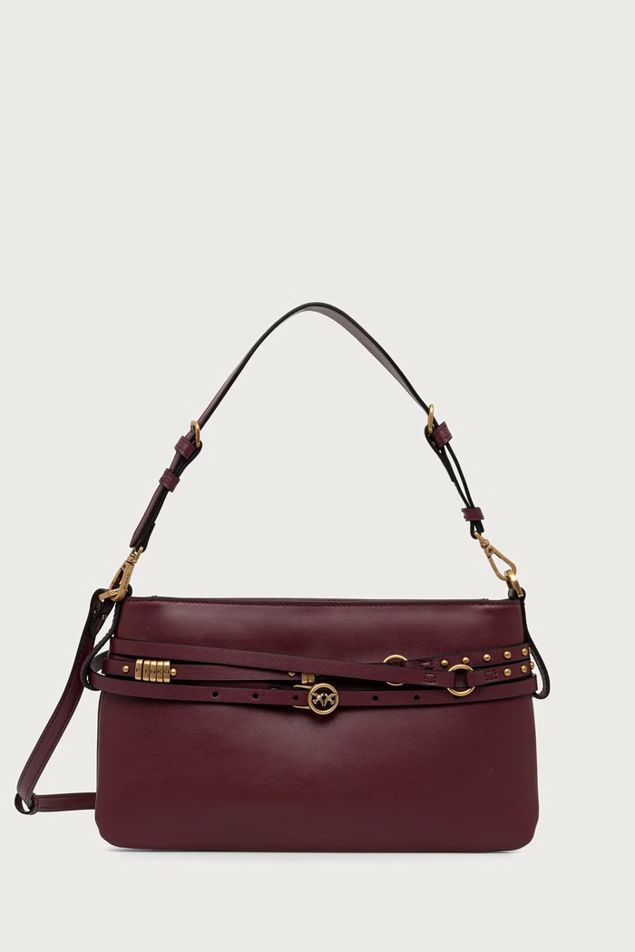 Pinko Crossbody torba za žene od kože bordo 106177.A0QO