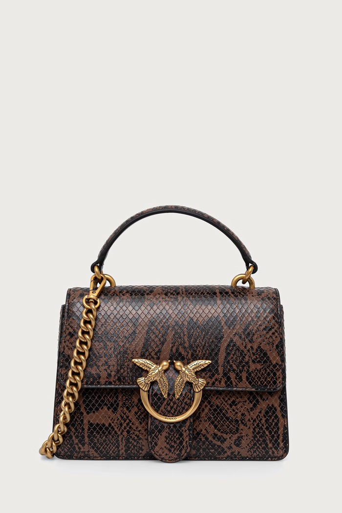 Pinko Torebka crossbody damska z imitacji skóry brązowy 100071.A3E5