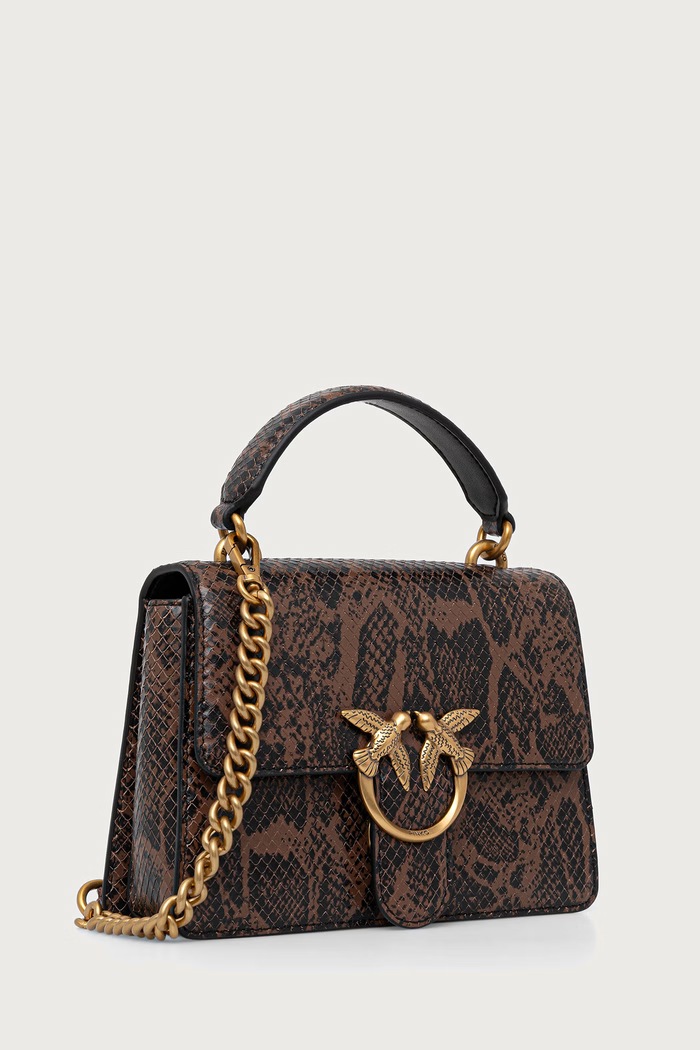 Pinko Torebka crossbody damska z imitacji skóry 100071.A3E5 brązowy AW26