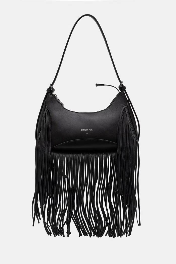 Patrizia Pepe torebka hobo damska skórzana czarny 8B0166.L101