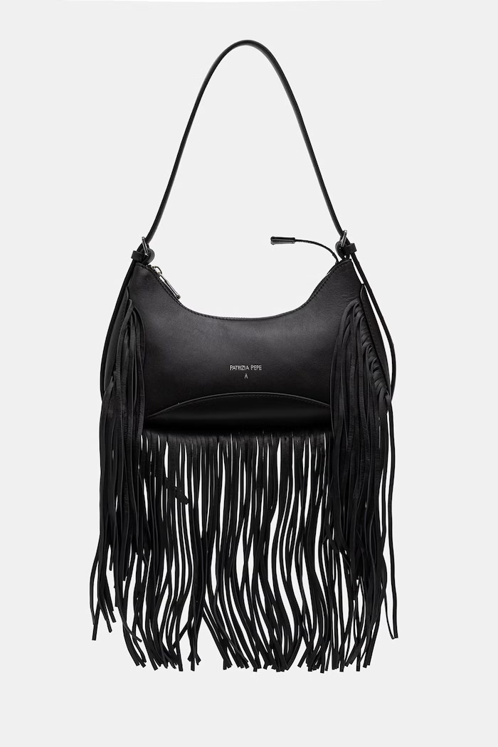 Patrizia Pepe torebka hobo damska skórzana czarny 8B0166.L101