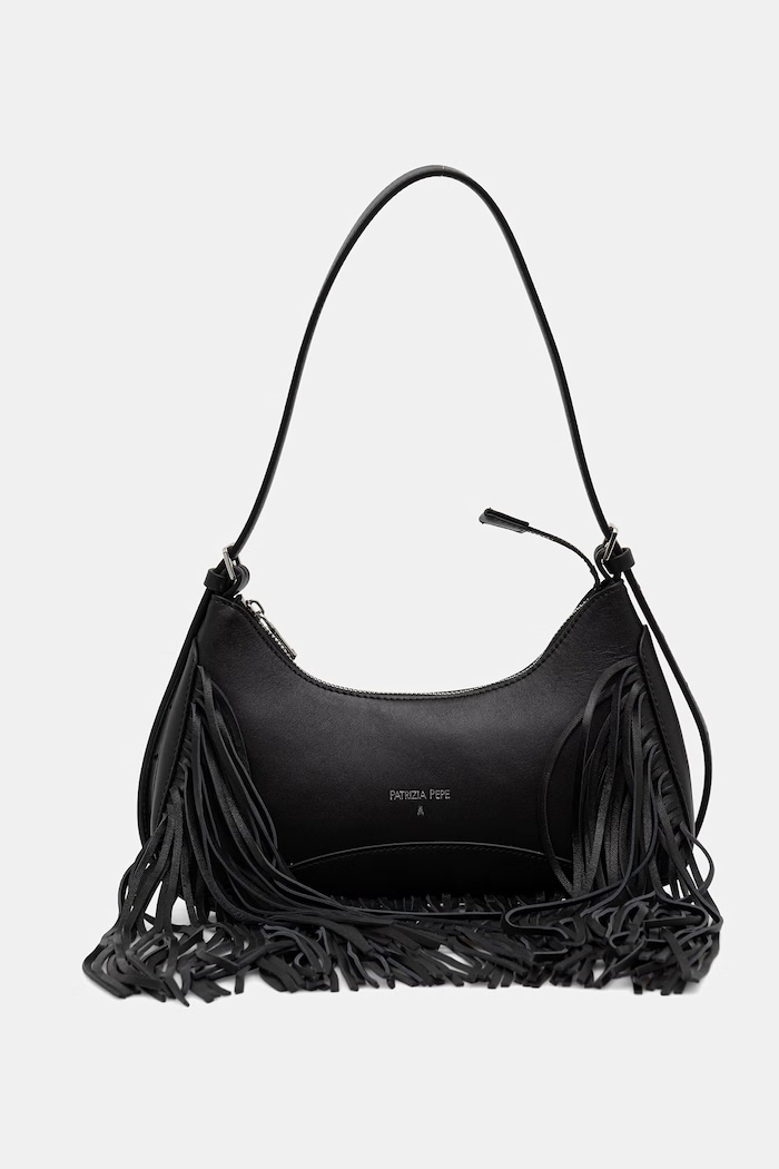 Patrizia Pepe torebka hobo damska skórzana czarny 8B0166.L101