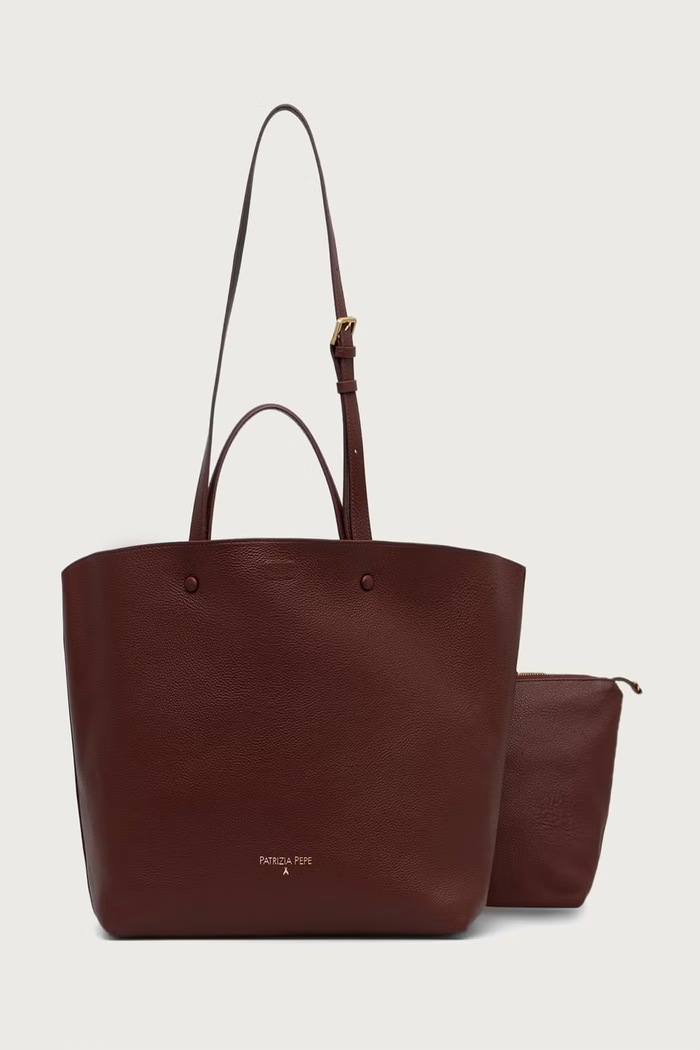 Patrizia Pepe torebka shopper damska skórzana brązowy 8B0054.L133