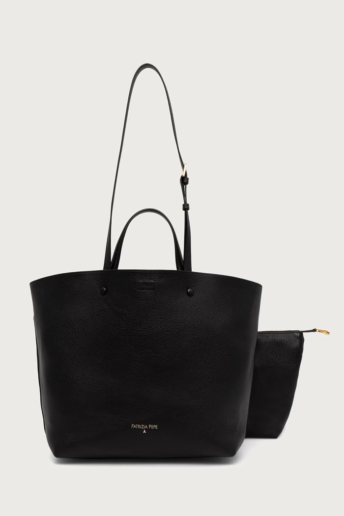 Patrizia Pepe torebka shopper damska skórzana czarny 8B0054.L133