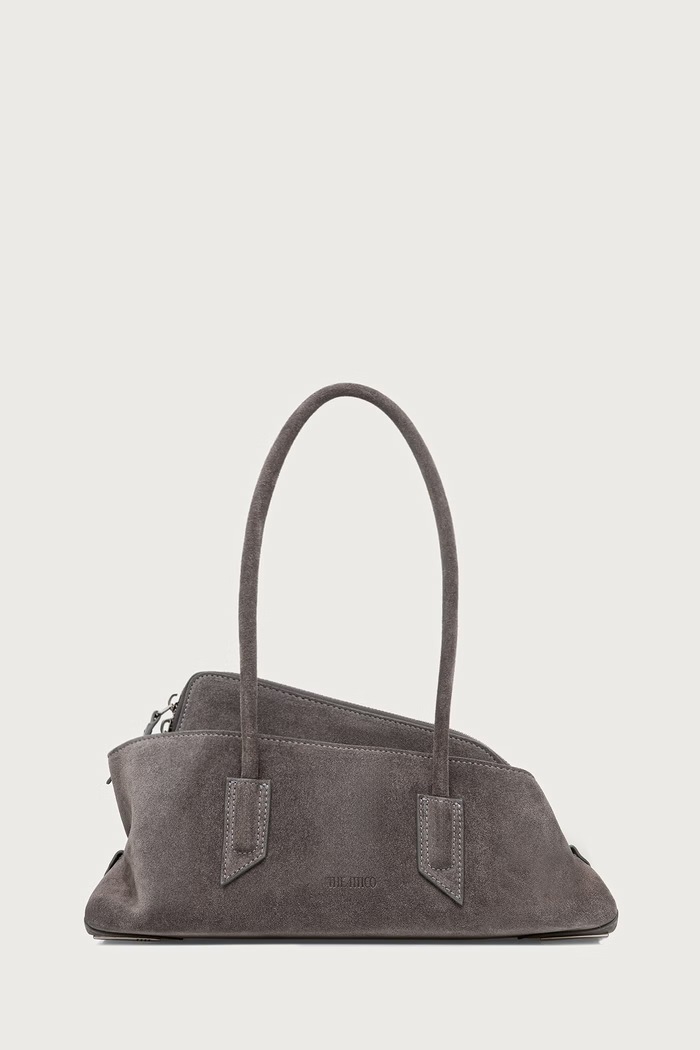 The Attico La Passeggiata Small geantă shopper pentru femei din piele întoarsă gri 251WAH00058LBT108AA