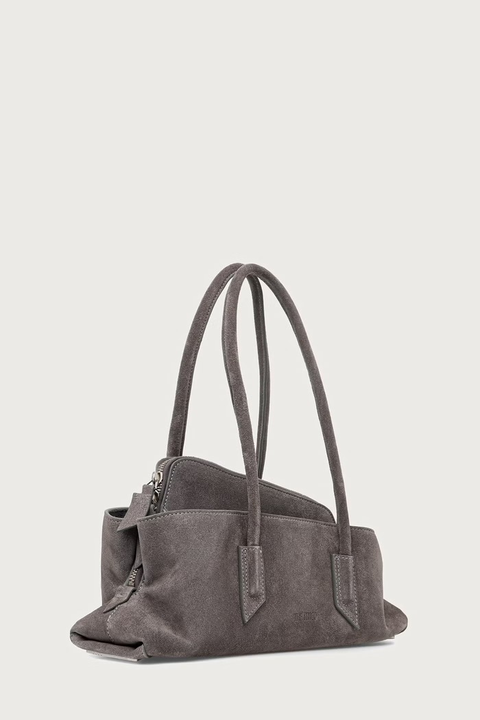 The Attico La Passeggiata Small geantă shopper pentru femei din piele întoarsă 251WAH00058LBT108AA gri AW26