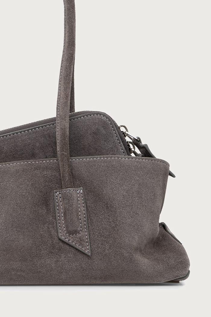Accesorii The Attico La Passeggiata Small geantă shopper pentru femei din piele întoarsă 251WAH00058LBT108AA gri