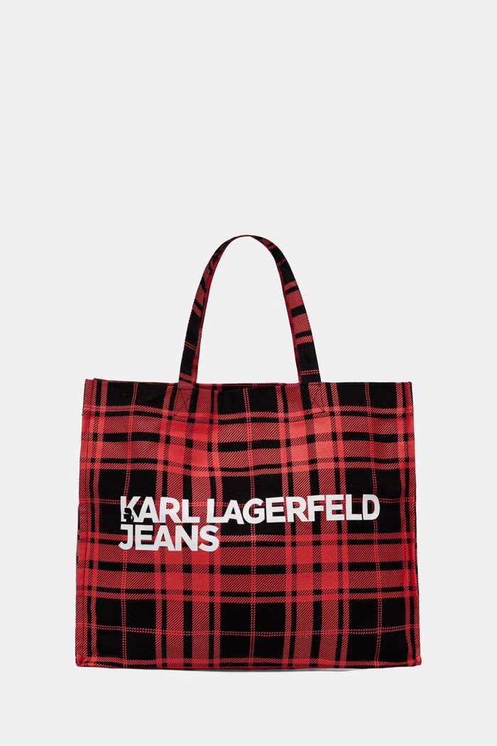 Karl Lagerfeld Jeans shopper torba za žene pamučna crvena B3W50056