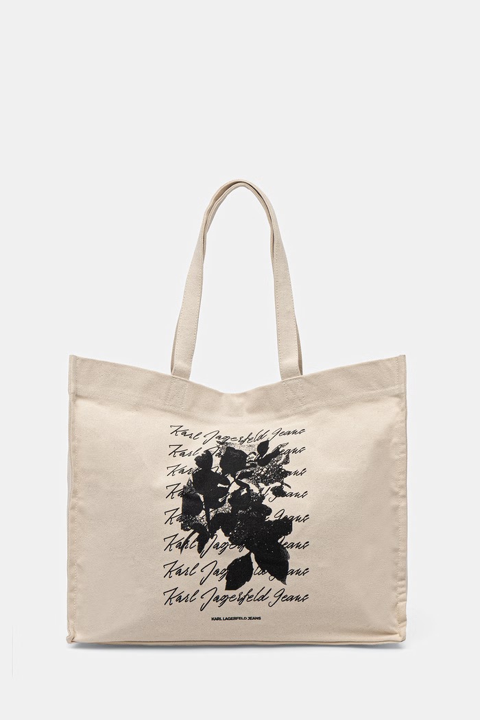 Karl Lagerfeld Jeans torebka shopper damska bawełniana beżowy B3W50037