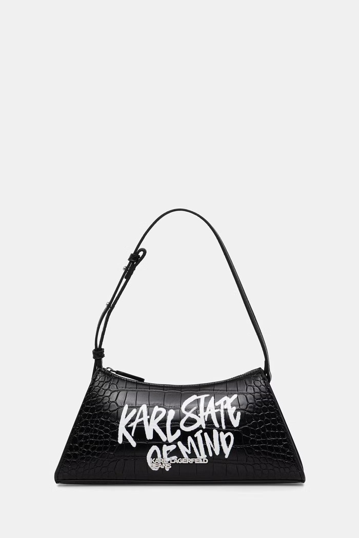 Karl Lagerfeld Jeans hobo bag pentru femei cu imitație de piele negru B3W30288