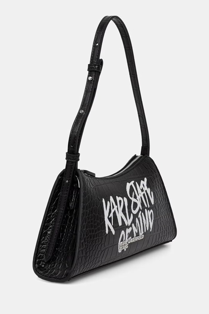 Karl Lagerfeld Jeans hobo bag pentru femei cu imitație de piele B3W30288 negru AW26