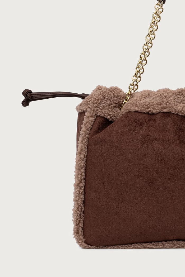 Akcesoria Valentino Bags Torebka shopper damska z imitacji zamszu MAX VBSABT01 brązowy