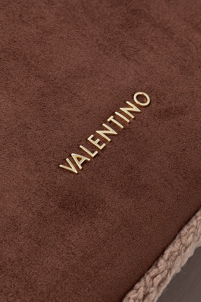 Torebka shopper damska z imitacji zamszu MAX Valentino Bags VBSABT01 brązowy