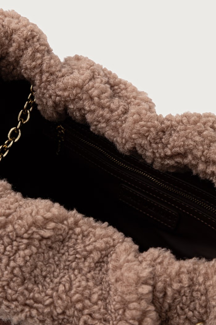 Torebka shopper damska z imitacji zamszu MAX Valentino Bags brązowy VBSABT01