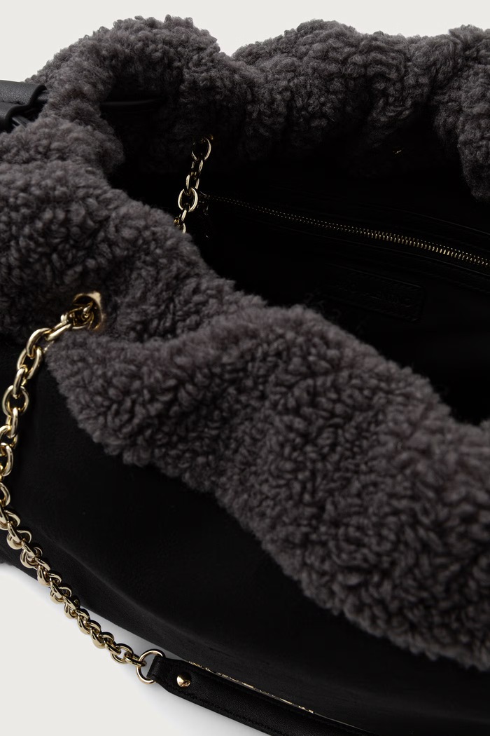 Torebka shopper damska z imitacji zamszu MAX Valentino Bags czarny VBSABT01