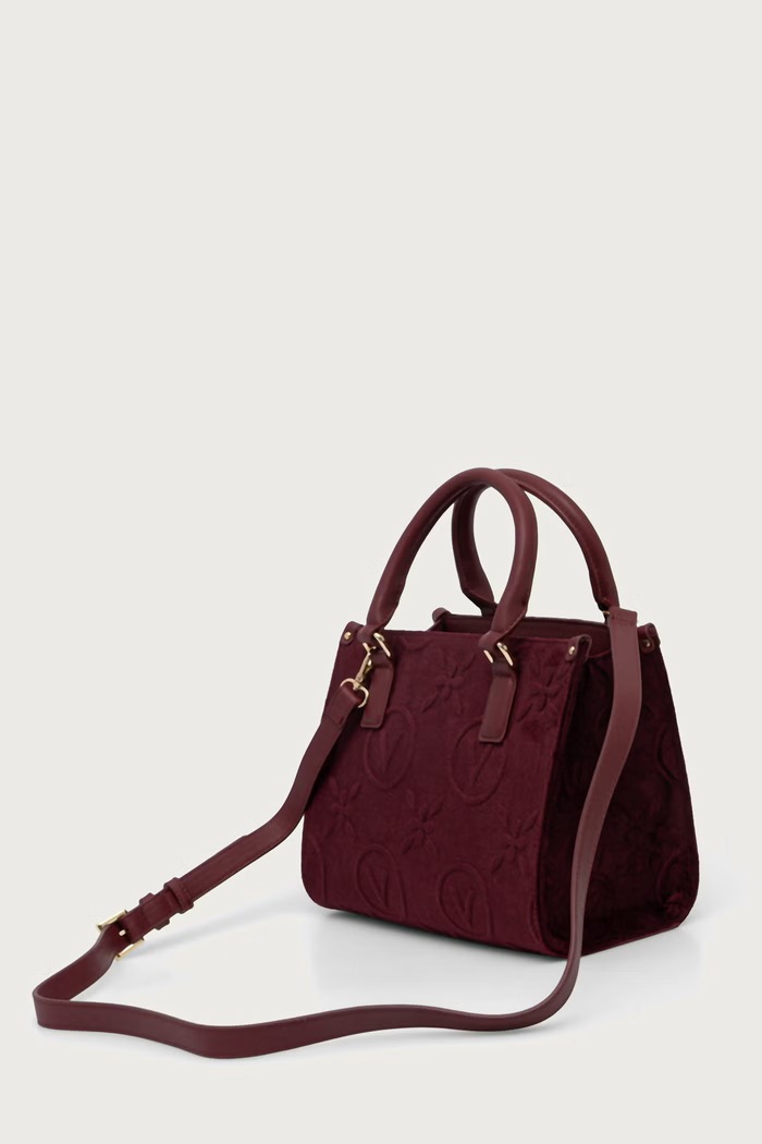 Akcesoria Valentino Bags Torebka crossbody damska SAMBA VELVET VBSACX04 bordowy