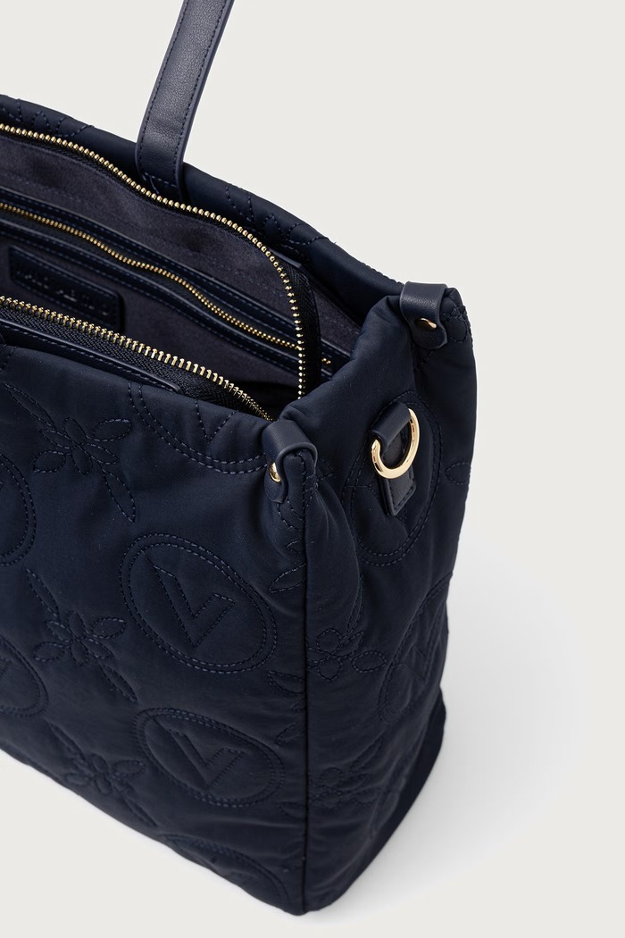 Torebka shopper damska PUFFY Valentino Bags granatowy VBSAD001