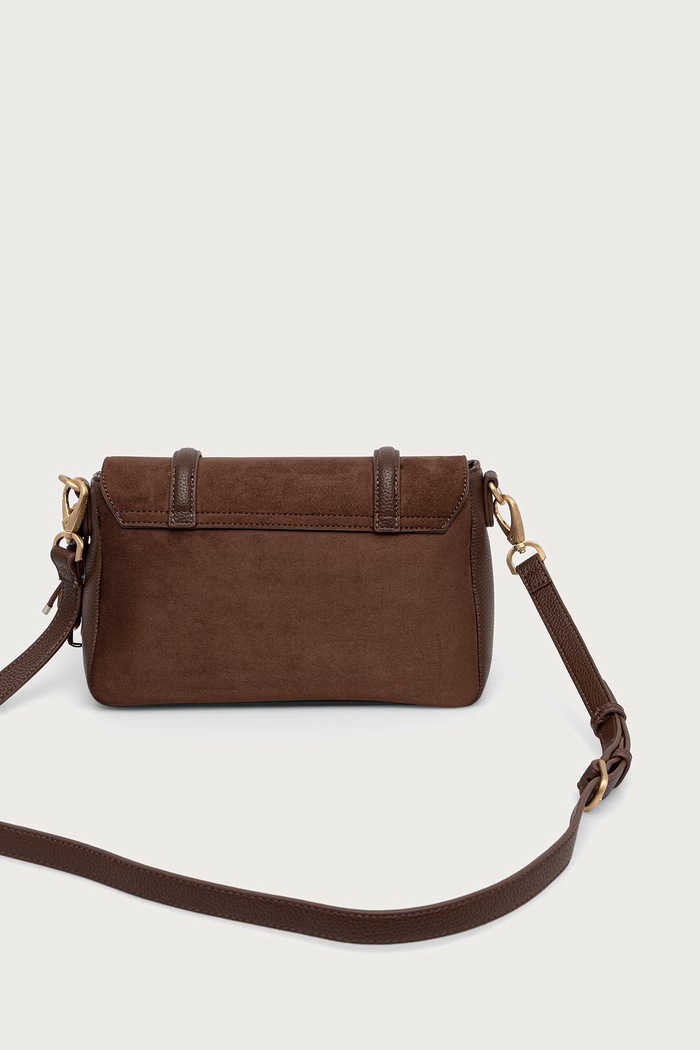 Akcesoria Valentino Bags Torebka crossbody damska z imitacji zamszu WINNIE WINTER VBSABH09 brązowy