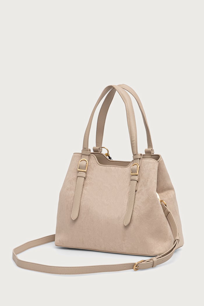 Akcesoria Valentino Bags Torebka crossbody damska z imitacji zamszu WINNIE WINTER VBSABH01 beżowy