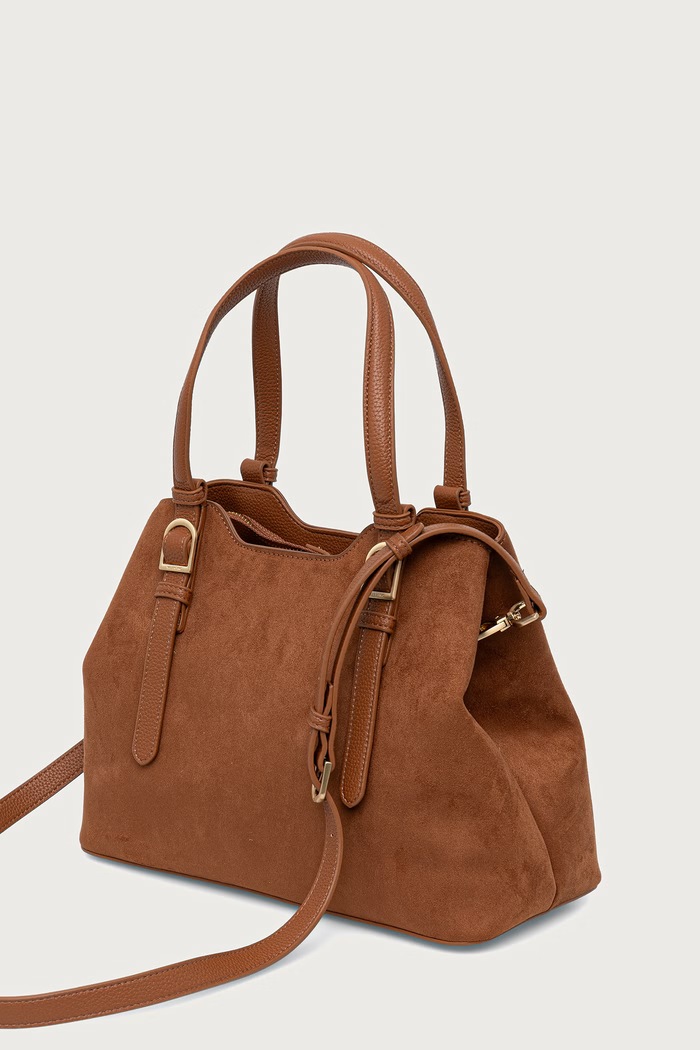 Akcesoria Valentino Bags Torebka crossbody damska z imitacji zamszu WINNIE WINTER VBSABH01 brązowy