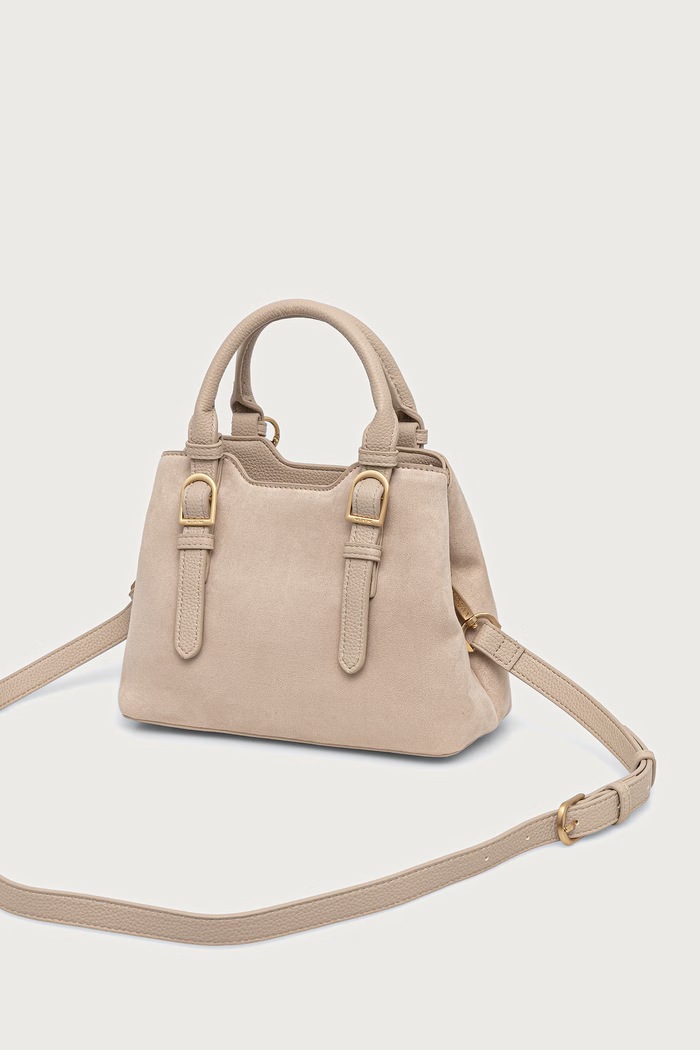 Akcesoria Valentino Bags Torebka crossbody damska z imitacji zamszu WINNIE WINTER VBSABH04 beżowy
