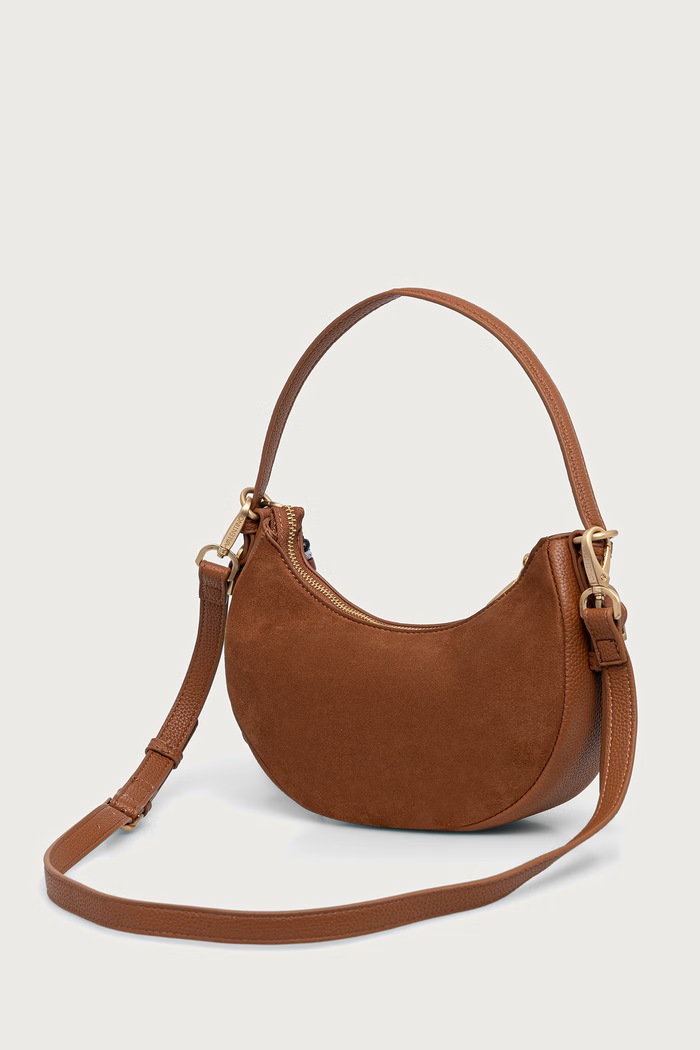 Akcesoria Valentino Bags Torebka crossbody damska z imitacji zamszu WINNIE WINTER VBSABH13 brązowy