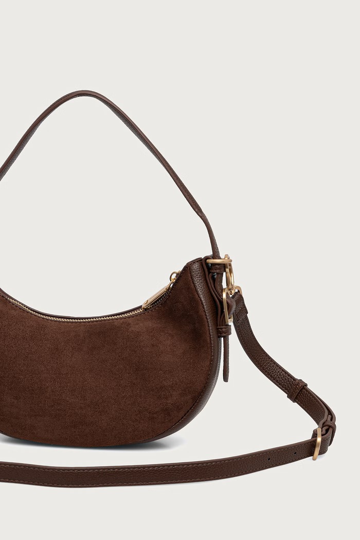 Akcesoria Valentino Bags Torebka crossbody damska z imitacji zamszu WINNIE WINTER VBSABH13 brązowy