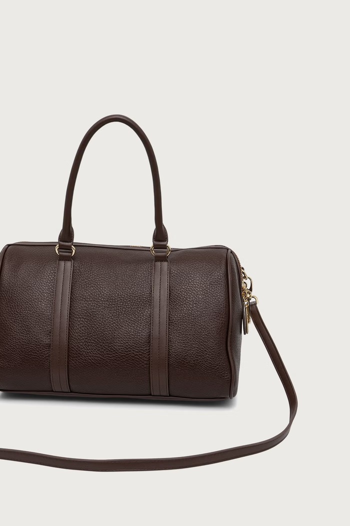 Akcesoria Valentino Bags Torebka kuferek damska z imitacji skóry MAURY VBSADF23 brązowy