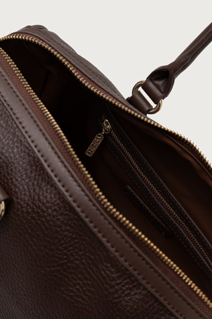 Torebka kuferek damska z imitacji skóry MAURY Valentino Bags brązowy VBSADF23