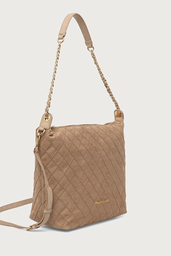Valentino Bags Torebka damska z imitacji zamszu MAKENA VBSA8Y13 beżowy AW26