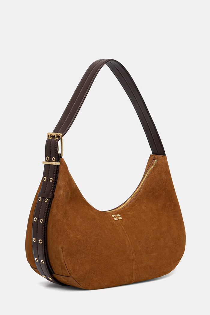 GANNI Hobo чанта тип хобо дамска C1040024 кафяв AW26