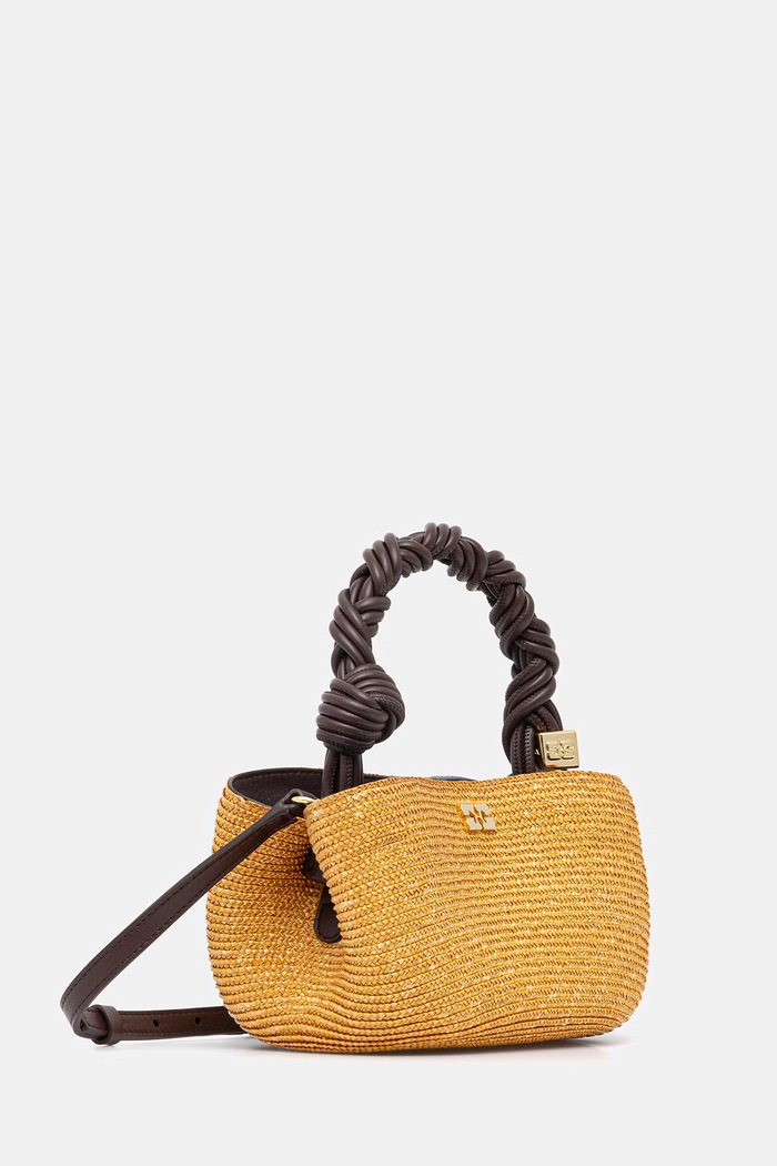 GANNI torebka crossbody damska pleciona Bou Mini Straw C2100027 beżowy AW26