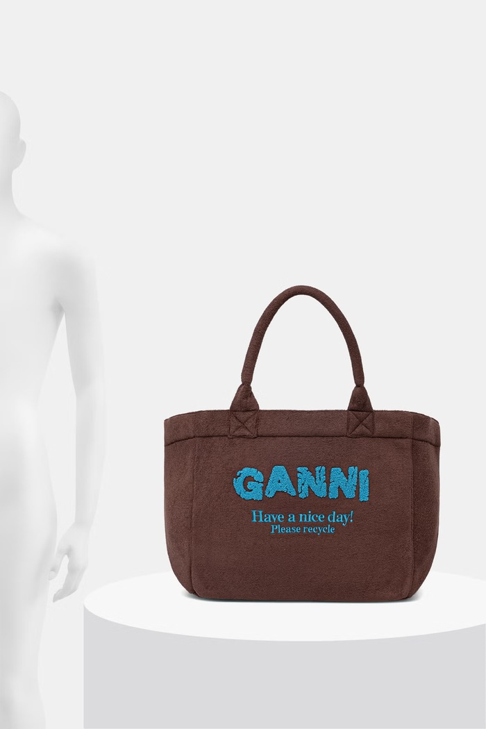 GANNI Beach Resort torebka shopper damska z bawełną C2080030