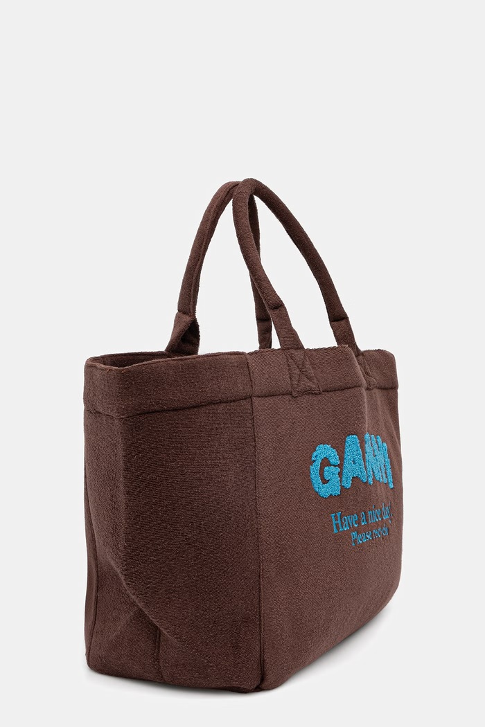 GANNI Beach Resort torebka shopper damska z bawełną C2080030 brązowy AW26