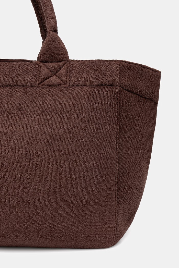 Akcesoria GANNI Beach Resort torebka shopper damska z bawełną C2080030 brązowy