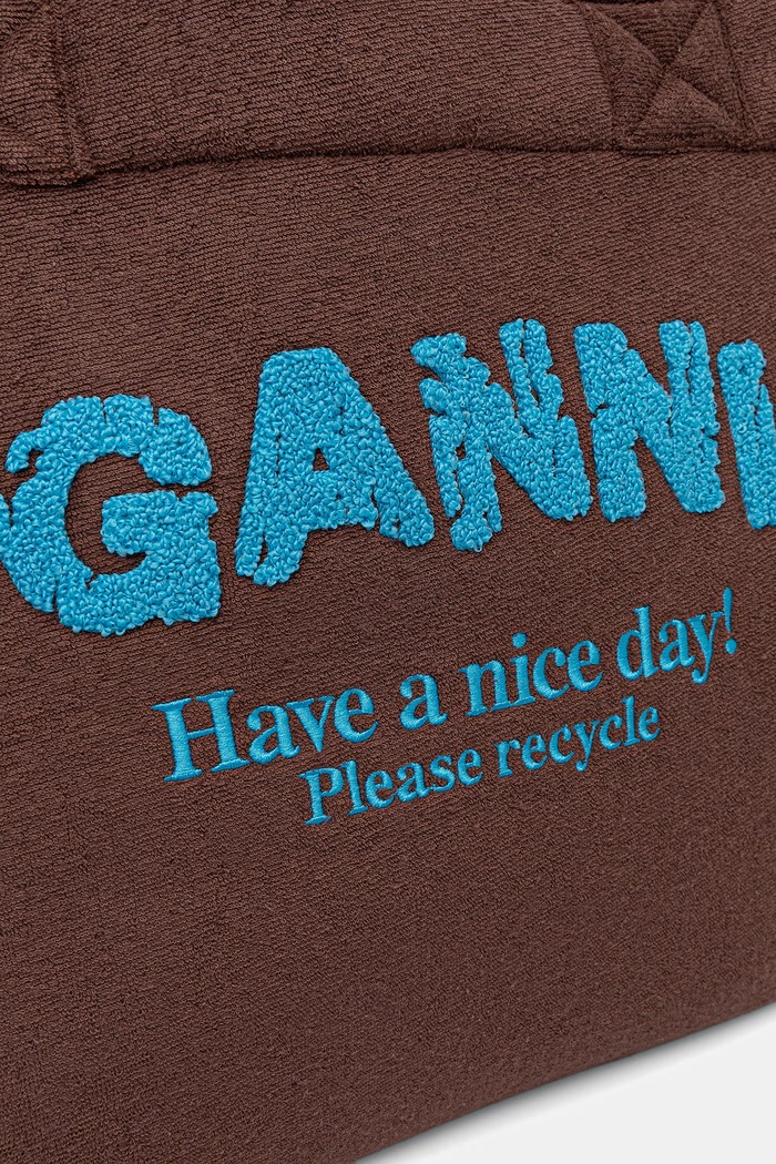 GANNI Beach Resort torebka shopper damska z bawełną brązowy C2080030